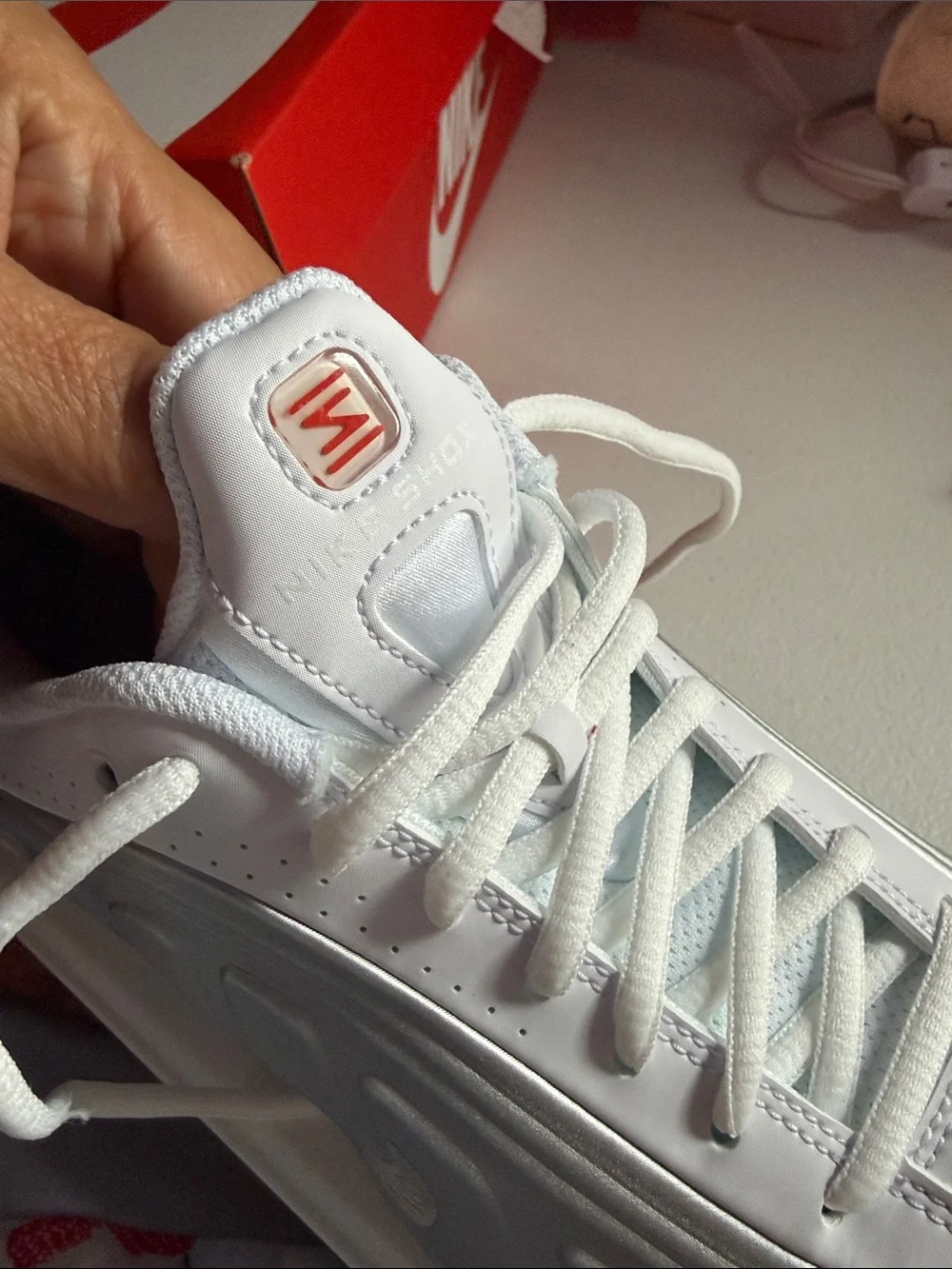 Nike White and Silver Women's Athletic Sneakers